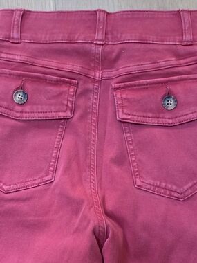 NWT SPANX Pink High-Rise cropped wide leg jeans with Flap Back Pockets